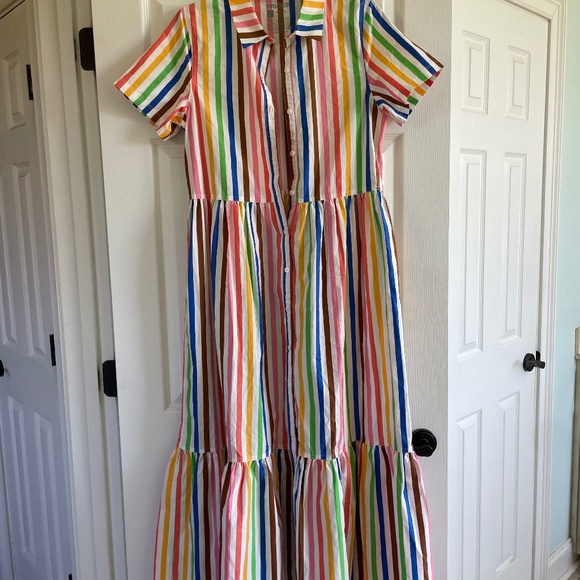 Dresses & Skirts - Short Sleeve Stripe Button Maxi Dress - Size S